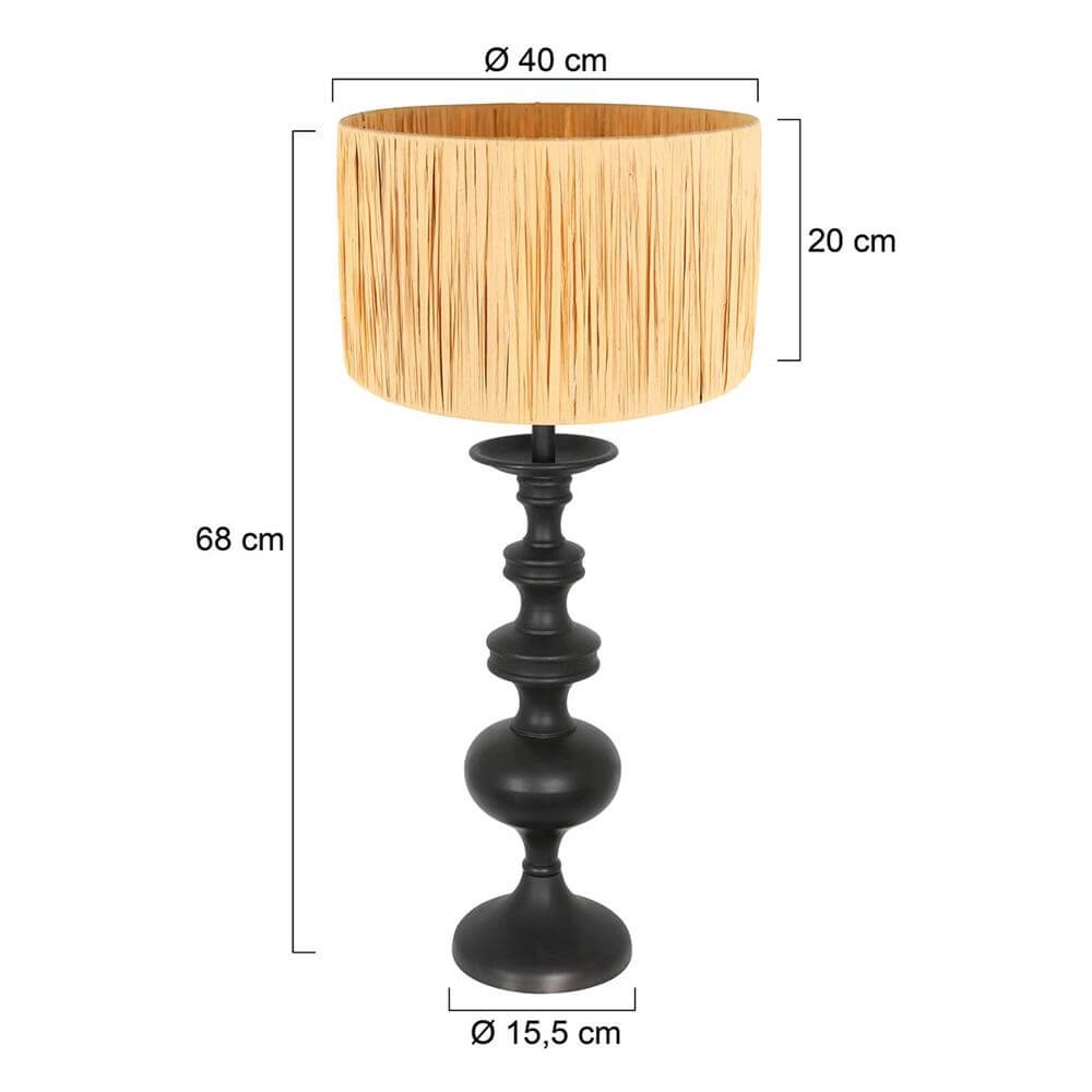 Tafellamp Lyons zwart met strokleurige kap Steinhauer 8712746172492