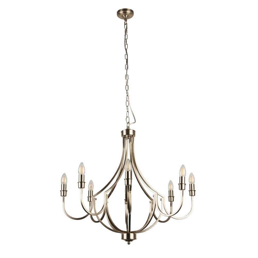 Klassieke hanglamp Lodge 8-lichts zilver Searchlight 5053423242217