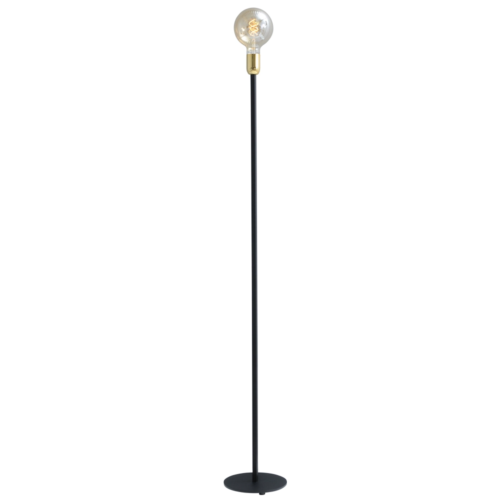 Zwarte vloerlamp Tube 130cm met gouden fitting