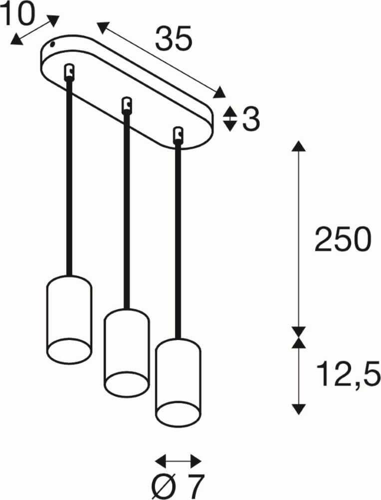 Pendel hanglamp Asto Tube zwart 3x GU10 SLV 4024163266055