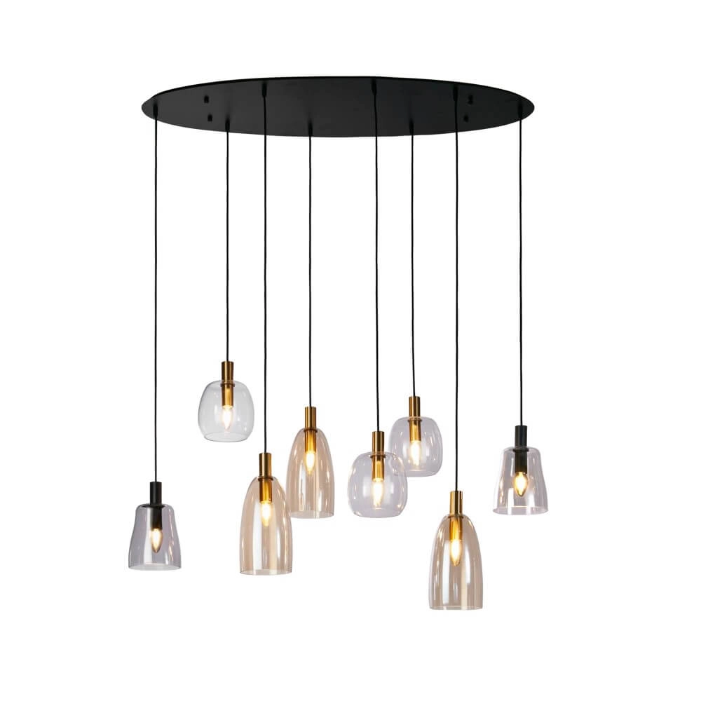 8-lichts hanglamp Divine meerdere kleuren glas Searchlight 5053423250663