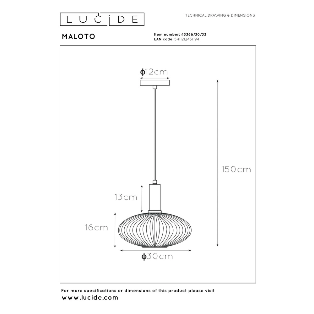 Hanglamp Maloto Ø 30cm groen Lucide 5411212451194