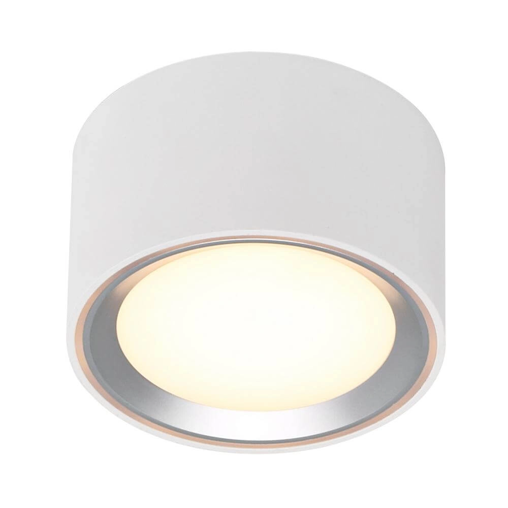 Witte spot met metalen ring Fallon 6cm x Ø 10cm