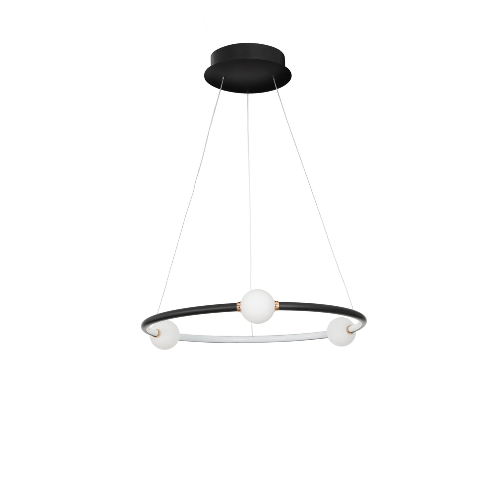 Hanglamp Celia zwart met wit rond horizontaal Lyora 5212017429339