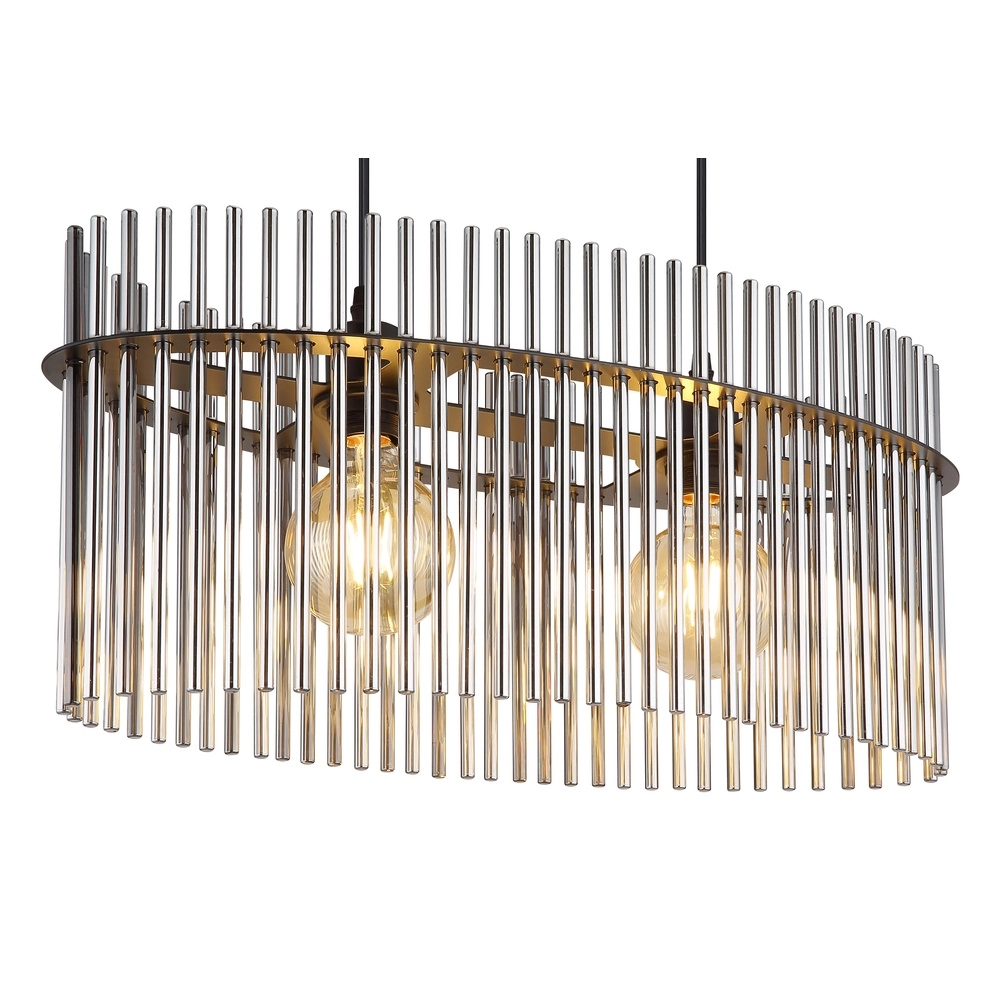 Hanglamp Gorley zwart met smoke glas staafjes Globo 9007371506149