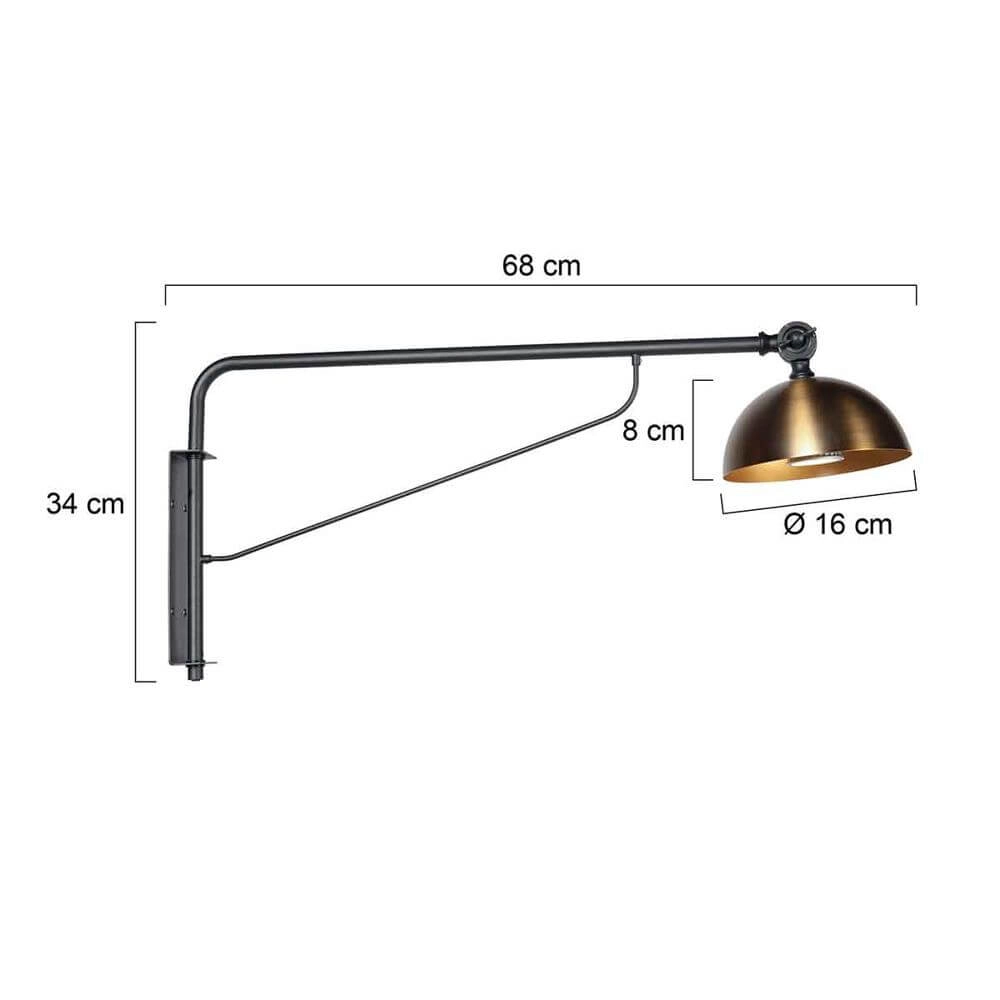 Wandlamp Pintino zwart met brons Steinhauer 8712746176506