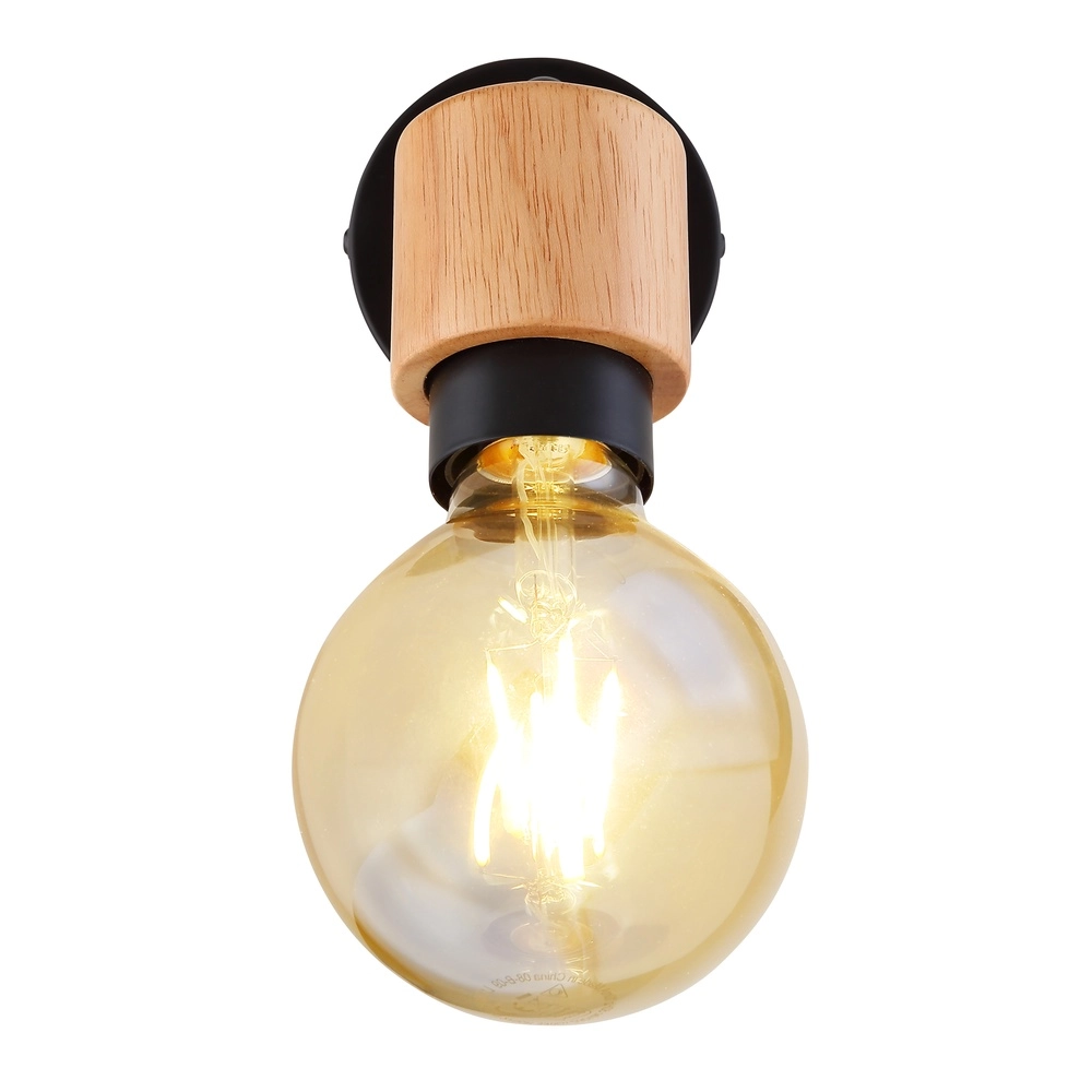 Wandlamp Jorna zwart met hout Globo 9007371414277