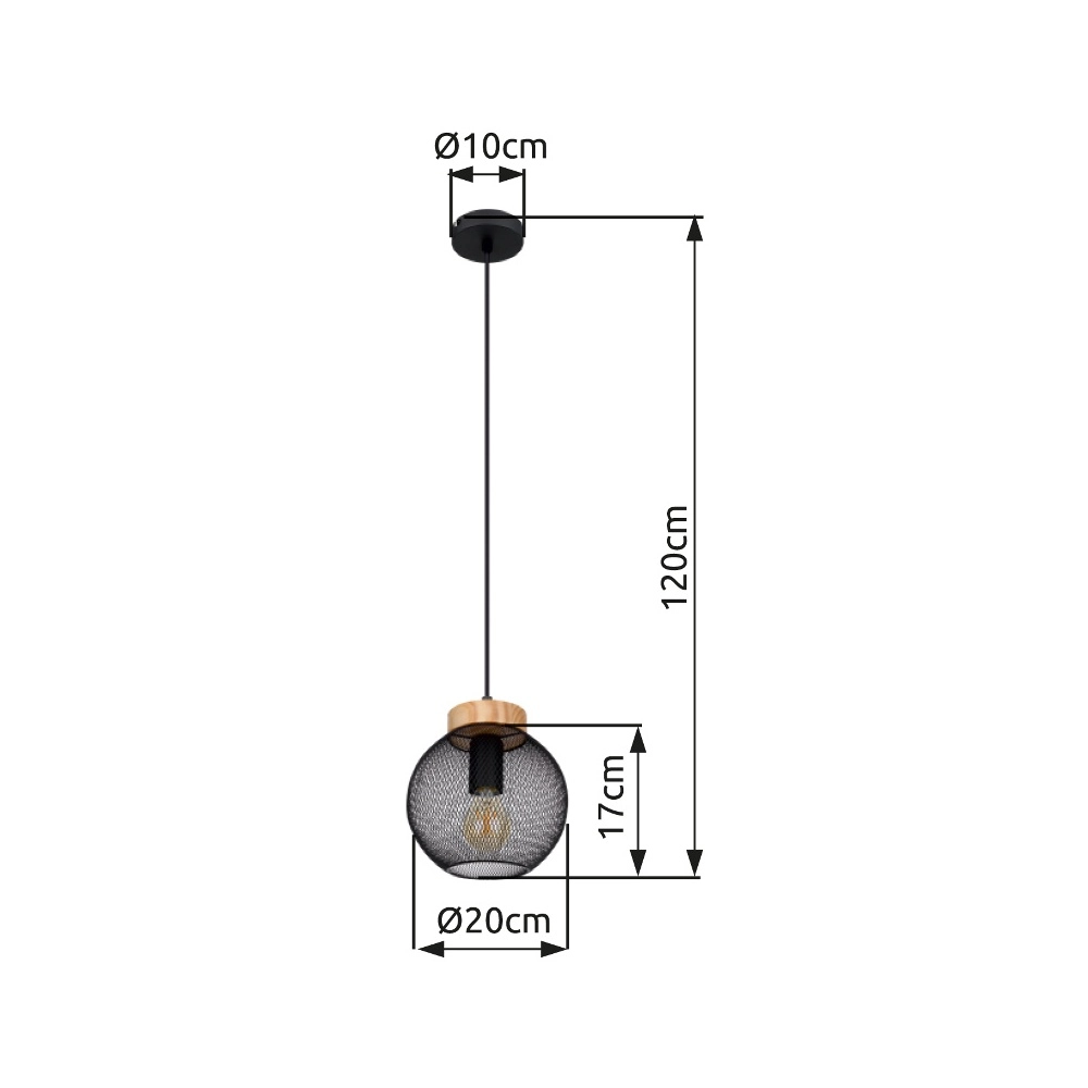 Hanglamp Pablo zwart gaas Globo 9007371423552