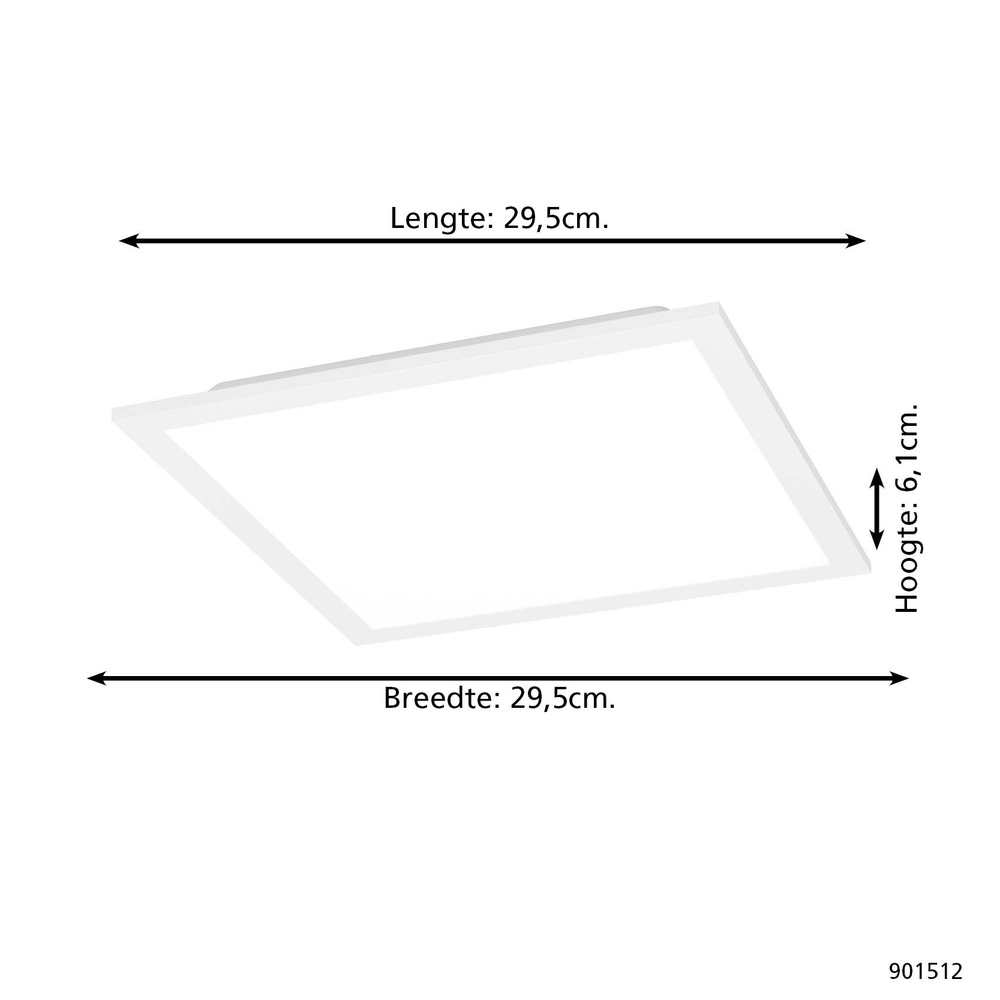 Smart plafondlamp Moradillo-Z wit vierkant 29,5cm Eglo 9008606342167