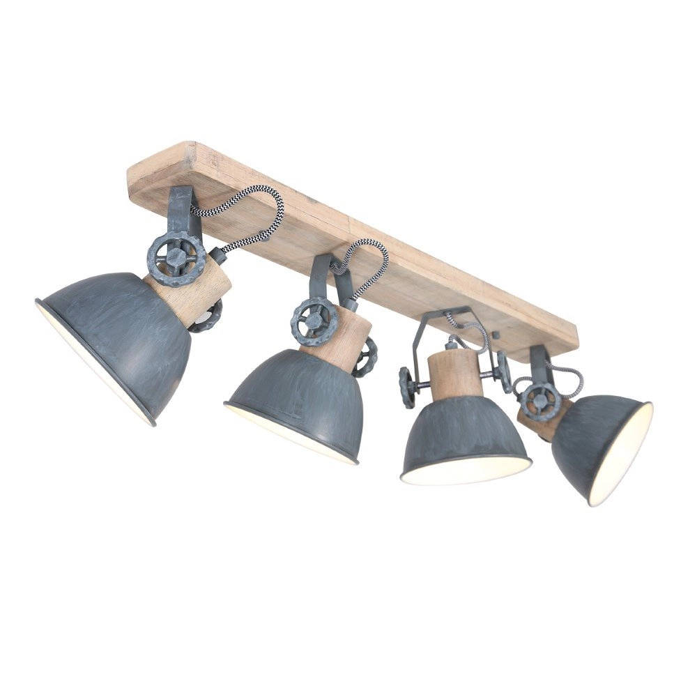 Landelijke plafondlamp Gearwood 4-lichts Steinhauer 8712746133332