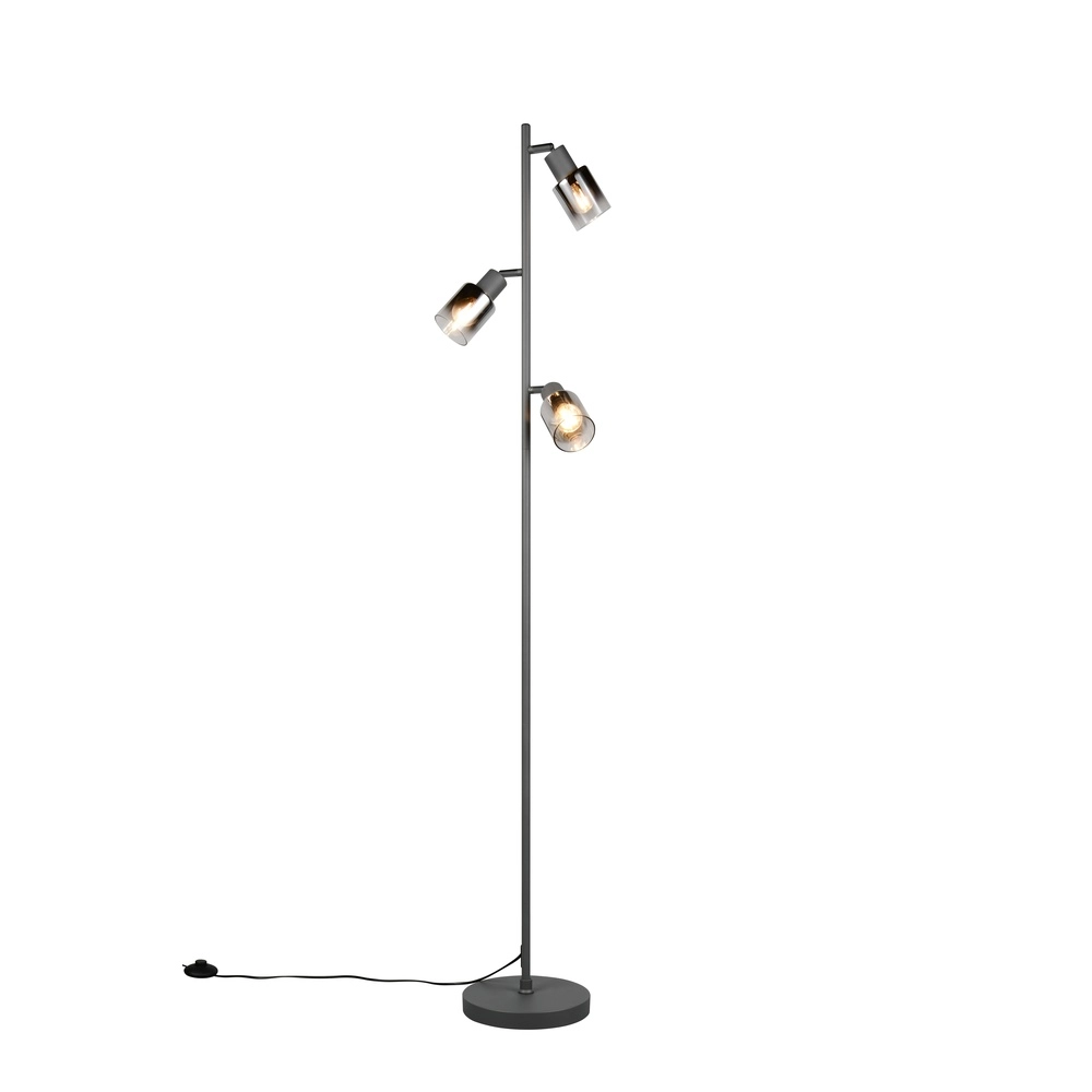 Vloerlamp Cadiz 3-lichts smoke glas