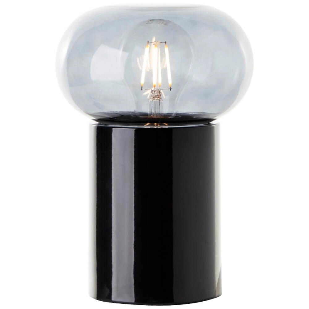 Zwarte tafellamp Knut met smoke glas