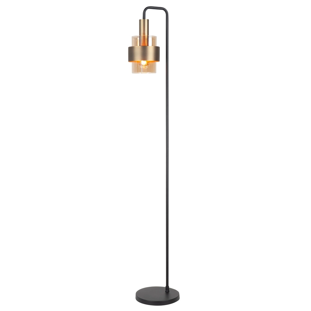 Vloerlamp Marrone zwart met koper brons