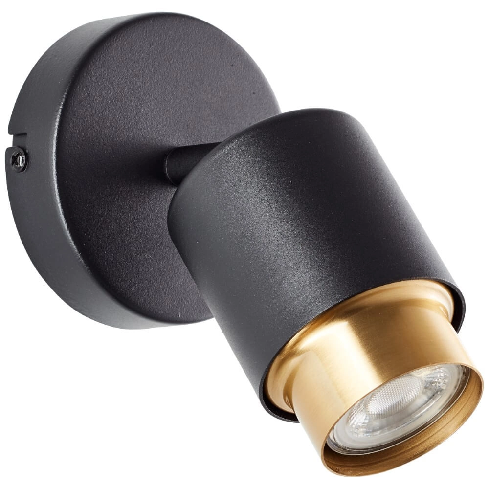 Opbouwspot Covelo zwart met goud Brilliant 4004353441349