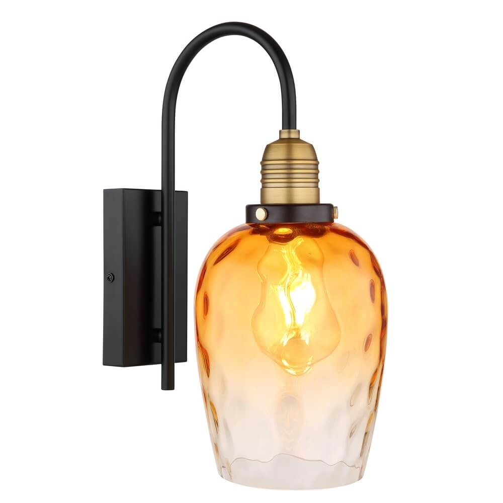 Wandlamp Salvy amber glas honinggraat