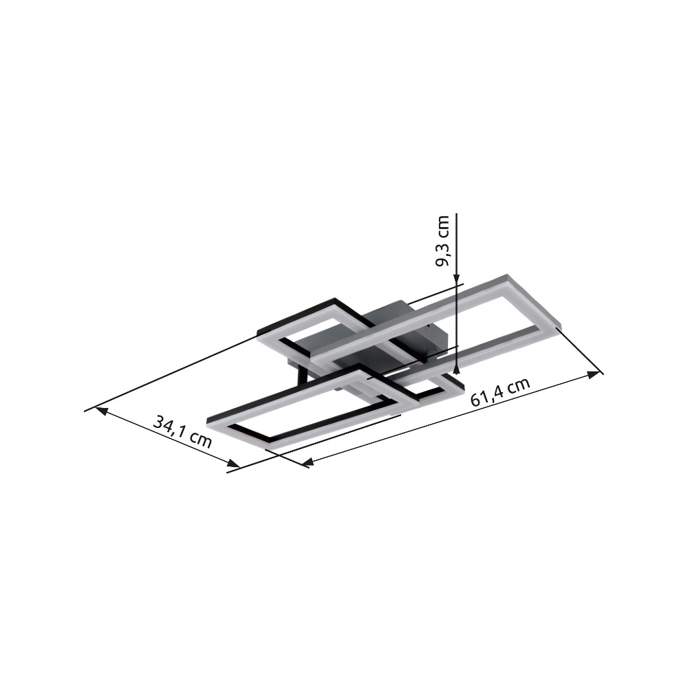 Zwarte design plafondlamp Sapena 61,4 x 34,1cm Globo 9007371456390