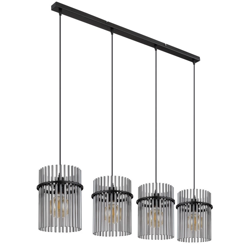 Zwarte hanglamp Gorley met smoke glas 4-lichts Globo 9007371448180