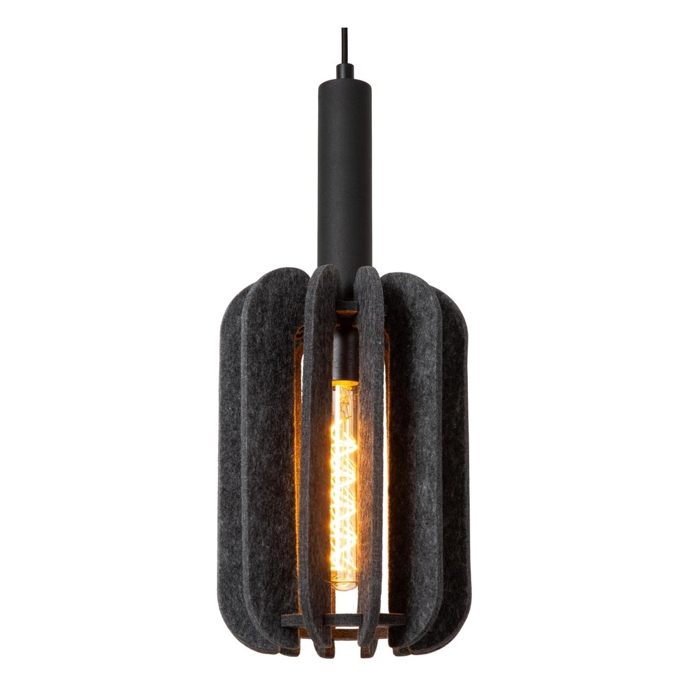 Strakke hanglamp Rafal zwart met grijs Lucide 5411212452764