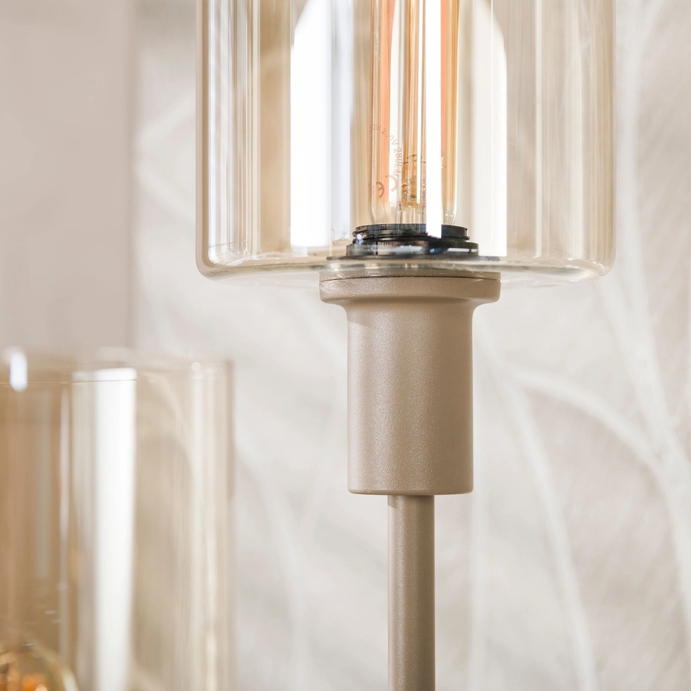 Design vloerlamp Sepiora 3-lichts rond zand bruin Lyora 8716803515284