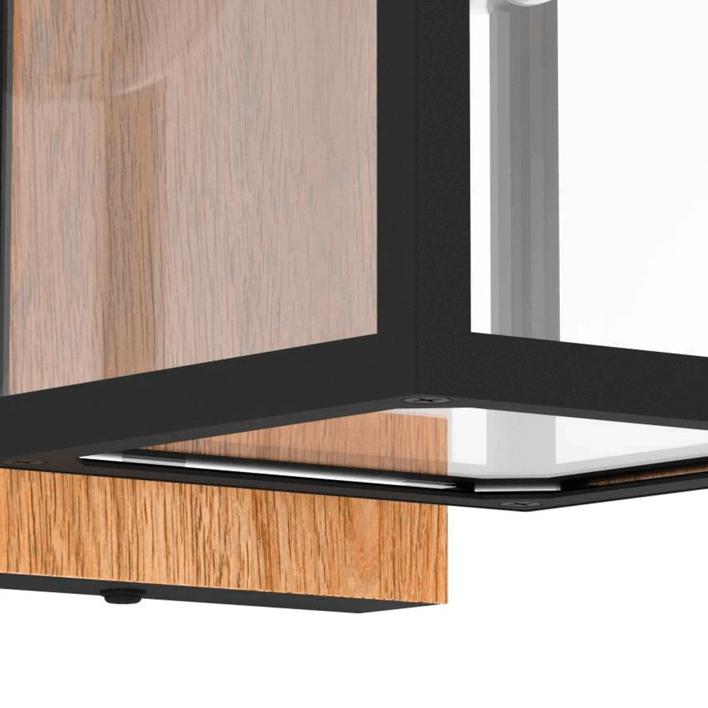 Buitenlamp Budrone Zwart met hout Eglo 9008606231591