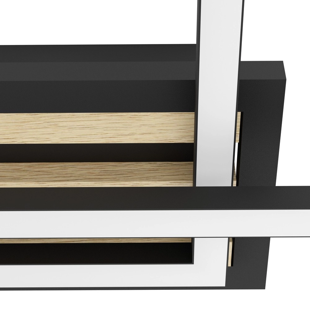 Moderne plafondlamp Cembrano rechthoek zwart met hout Eglo 9008606388110