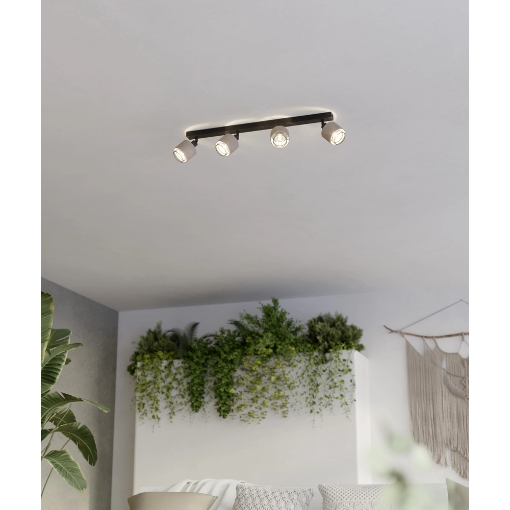 Japandi plafondlamp Rosley 4L - zwart met crème Eglo 9002759436599