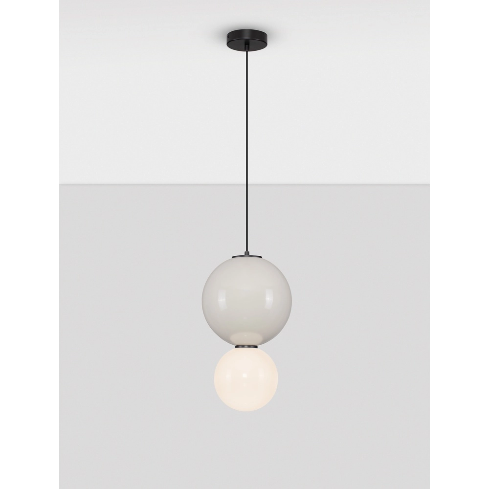 Hanglamp Noesis Ø 25cm licht grijs met wit Lyora 5212017483614