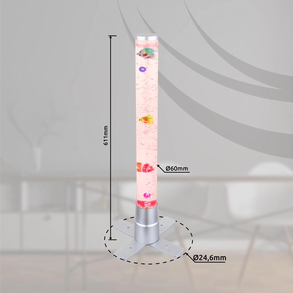 Bubbel vloerlamp Mendoza zilvergrijs met visjes Globo 9007371442683