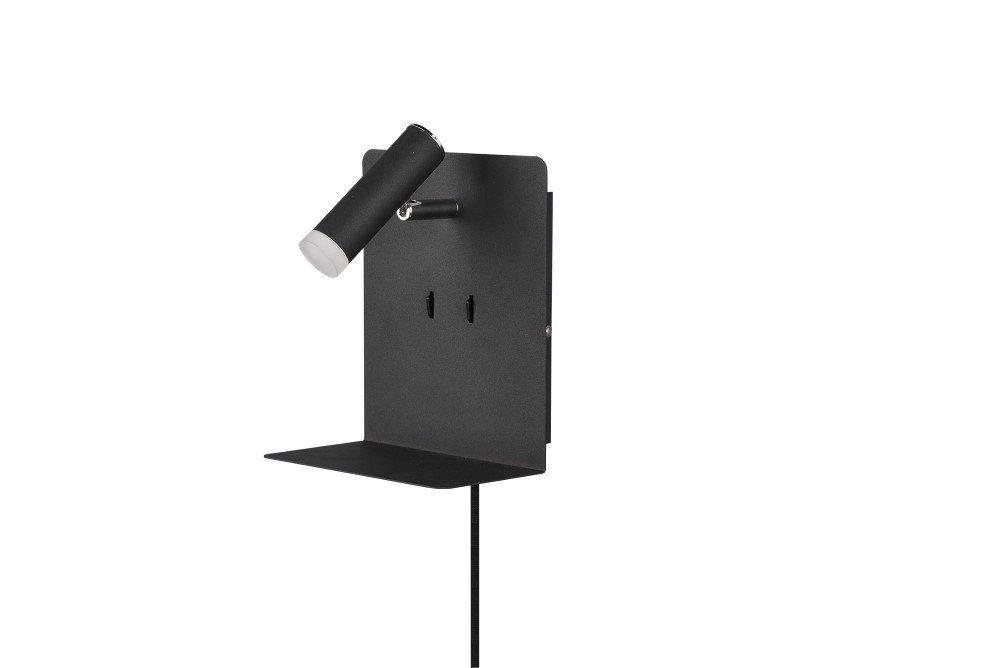 muur licht Element met schapje mat zwart Trio 4017807399882