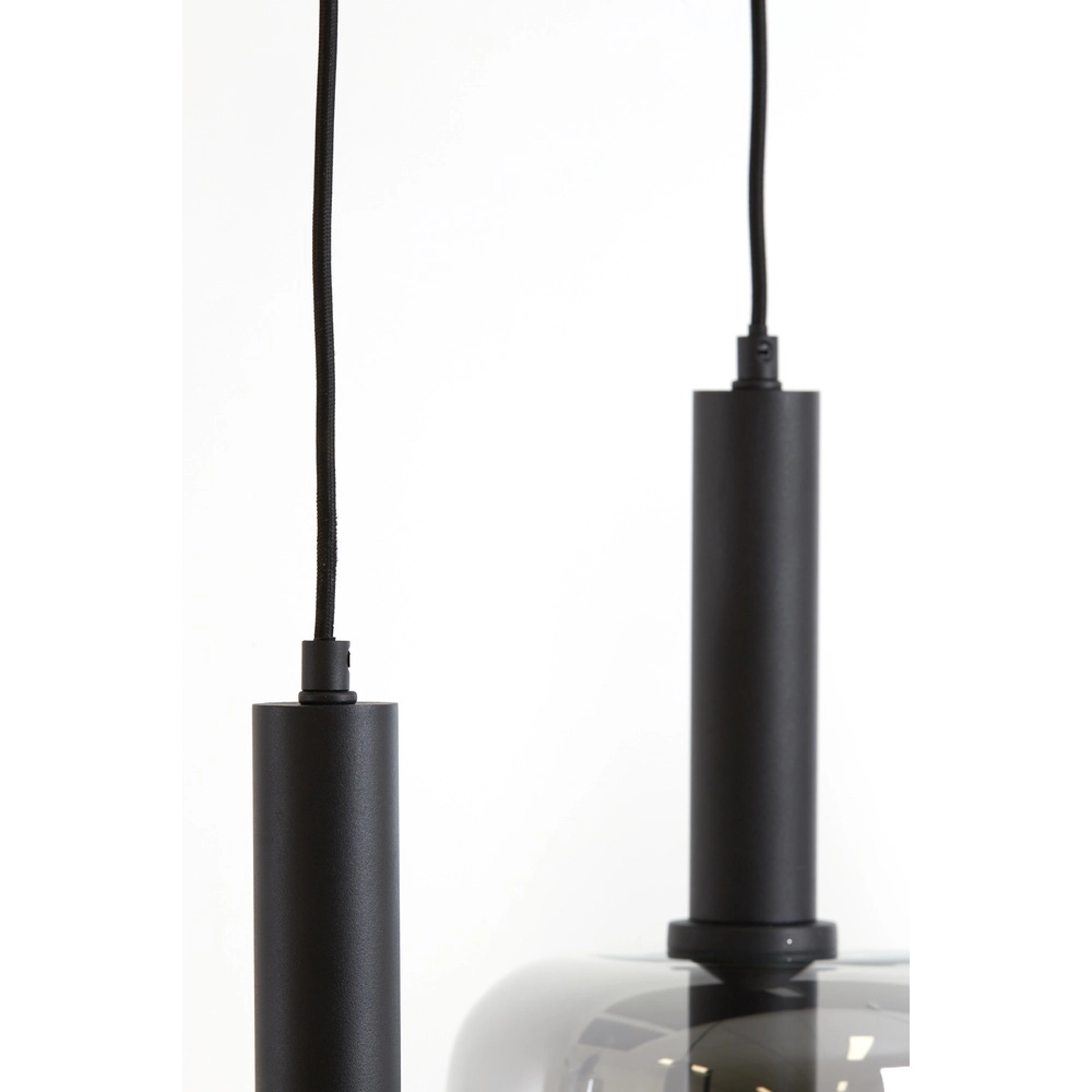 Eettafel hanglamp Lekar 5x E27 - zwart met smoke glas Light & Living 8717807638351