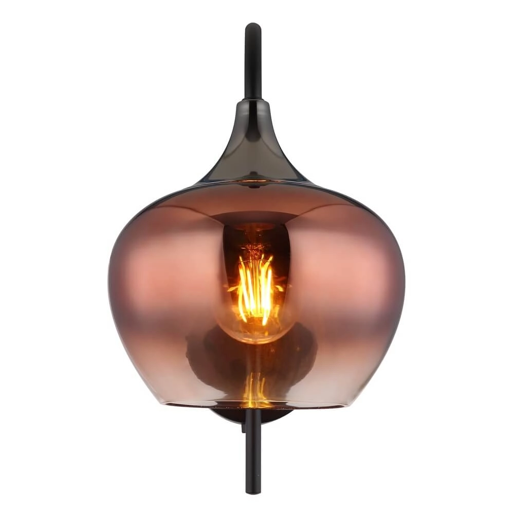 Zwarte wandlamp Maxy met rood glas Globo 9007371447992