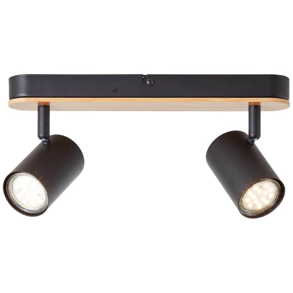 Plafondlamp Niels zwart met hout