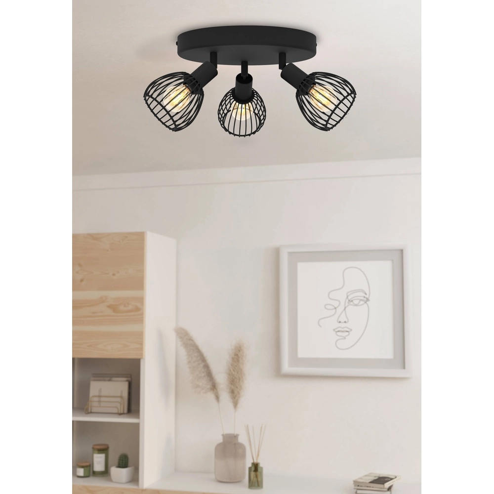 3-lichts draadlamp spotje Sonnino zwart - E14 Eglo 9008606306046