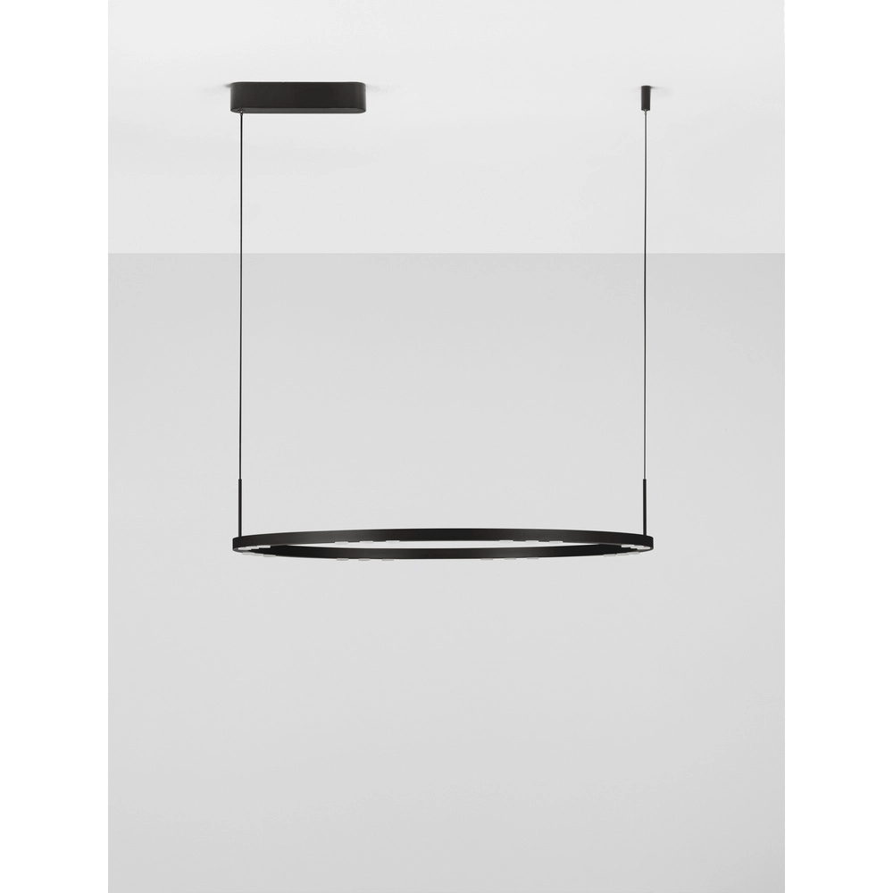 Strakke hanglamp Lunette zwart Ø 80cm Lyora 5212017465207