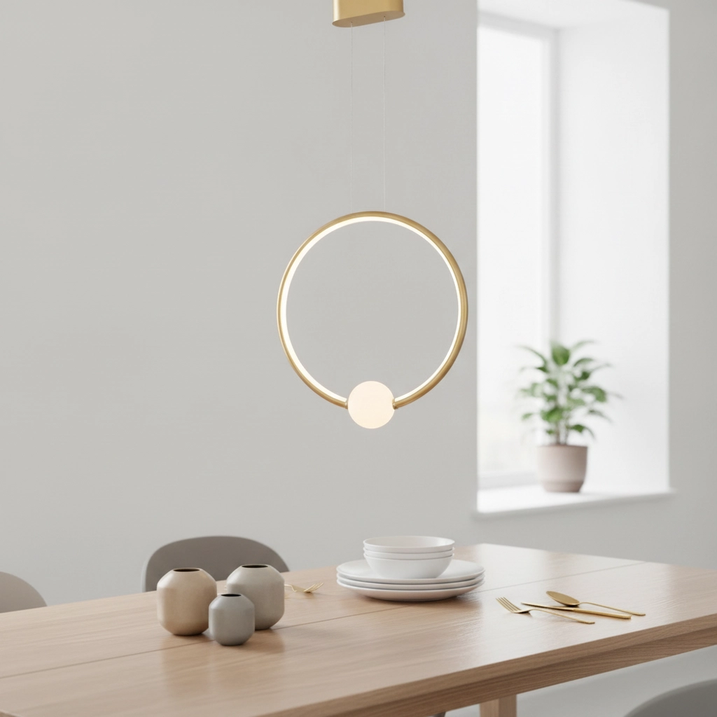 Hanglamp Celia goud met wit rond