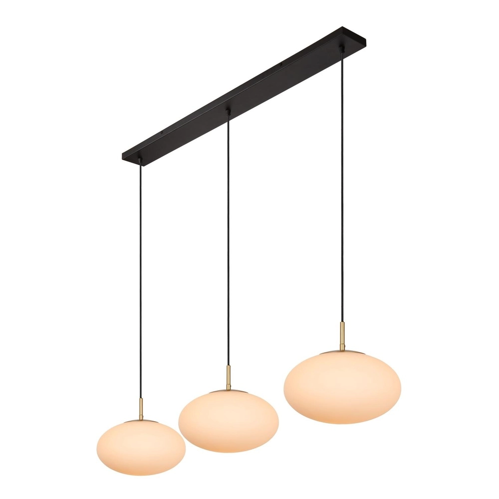 3-lichts hanglamp Elysee design zwart met opaal Lucide 5411212211774