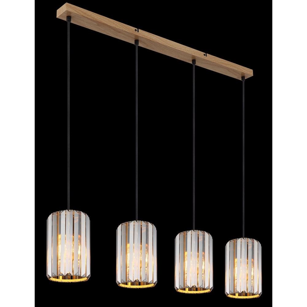 Hanglamp Run 4-lichts hout Globo 9007371519965