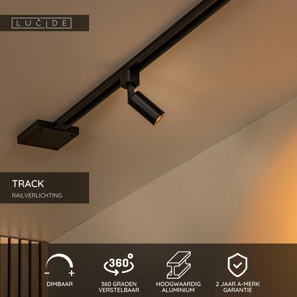 Railspot Track Ritmo 1-fase zwart Lucide 5411212094087