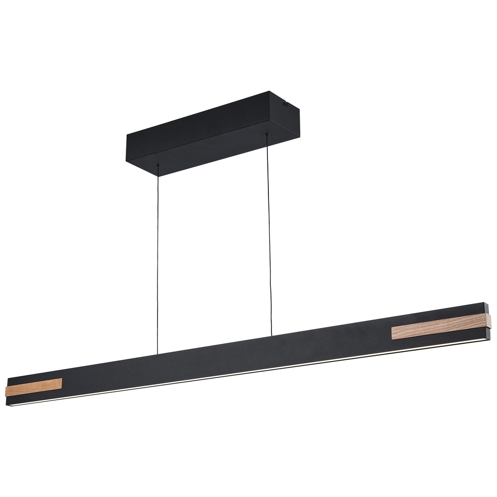 Strakke hanglamp Streamline zwart met hout Brilliant 4004353463631
