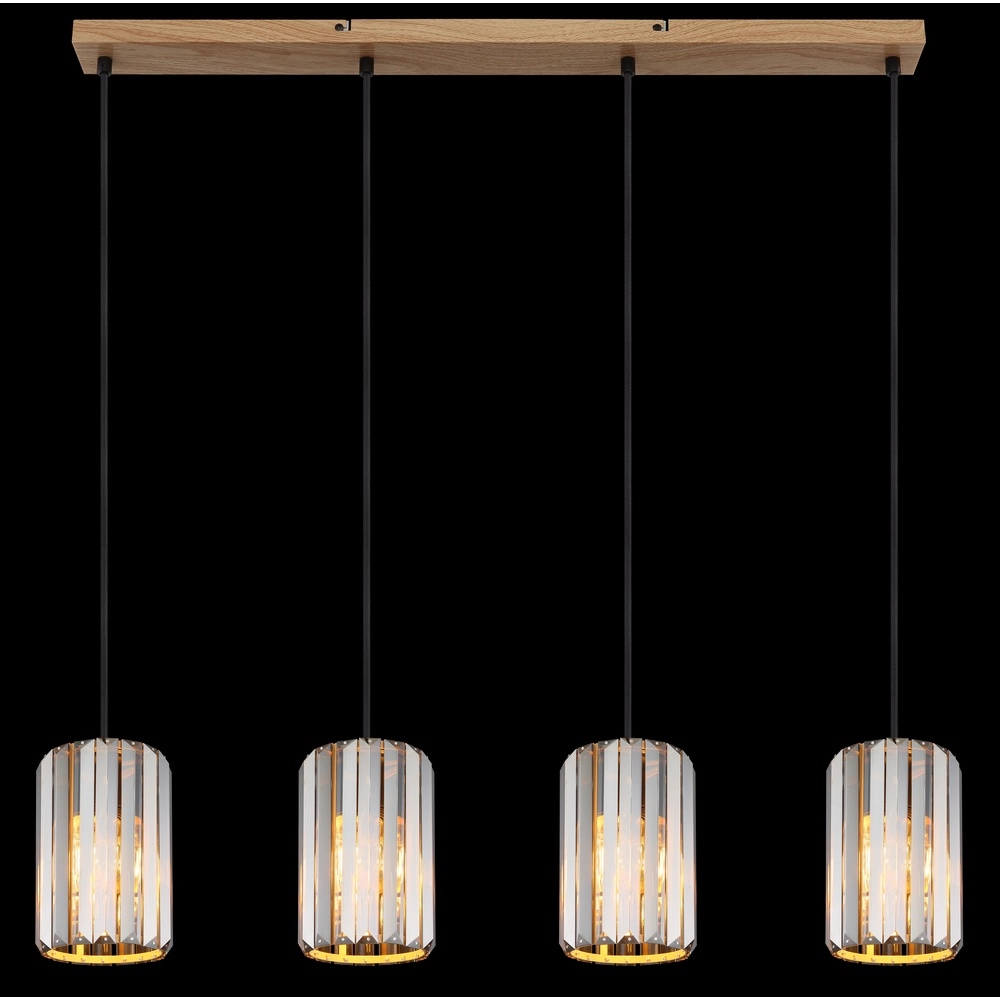 Hanglamp Run 4-lichts hout Globo 9007371519965