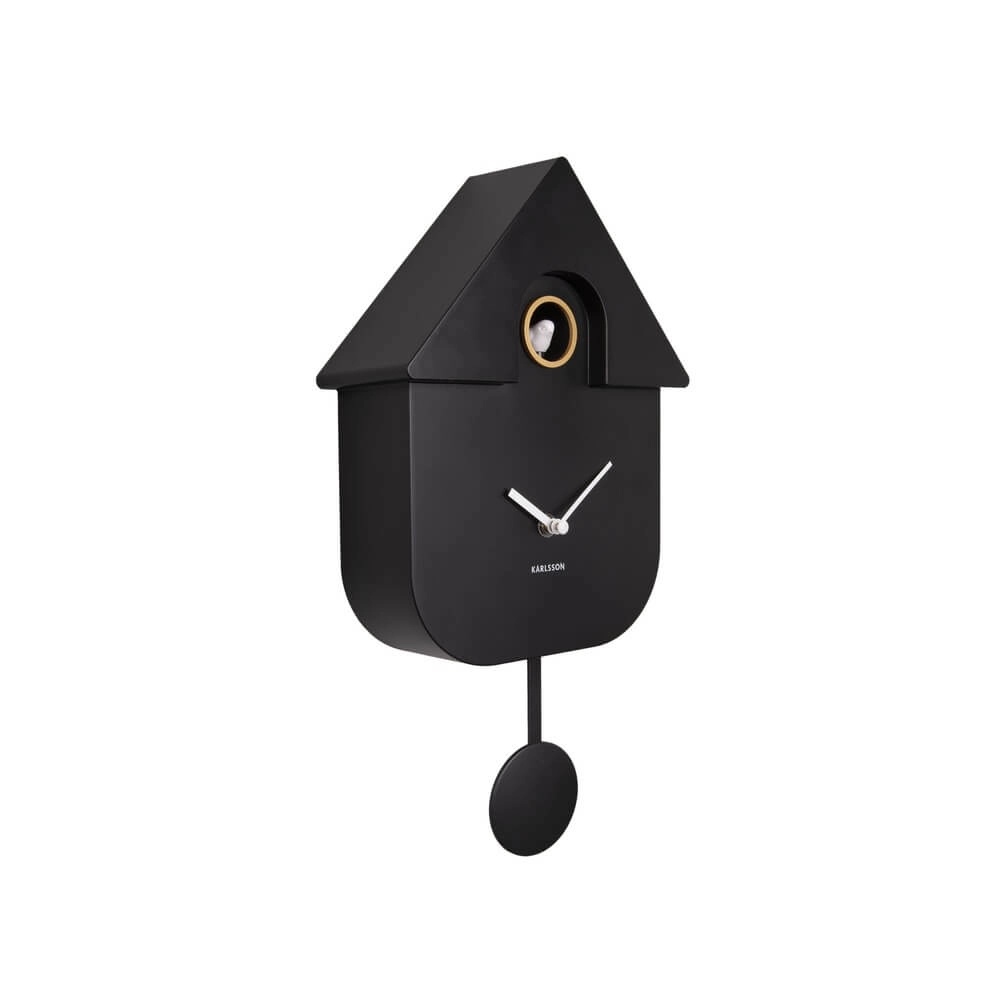Wandklok Modern Cuckoo zwart