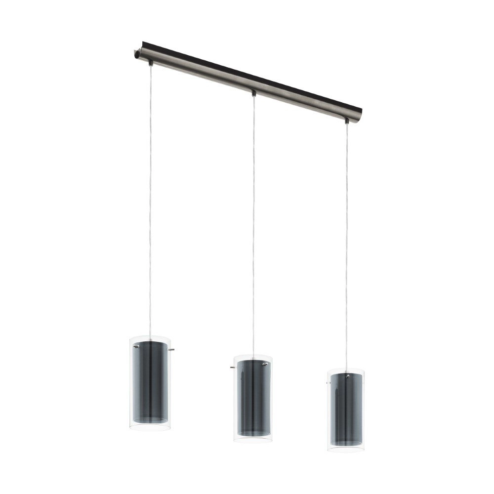 Eetkamer hanglamp Pinto Textil 3-lichts met smoke glas
