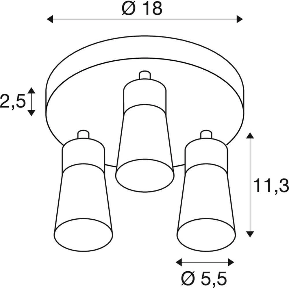 Ronde spot Puri 2.0 Cone zwart 3-lichts SLV 4024163293907