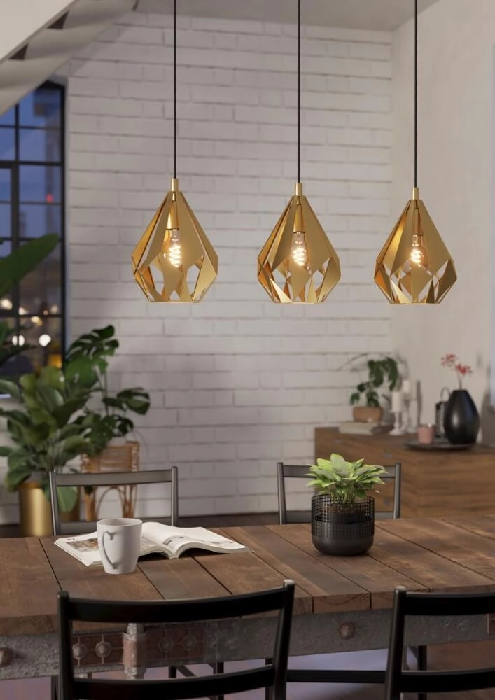 Gouden Carlton 3-lichts hanglamp Eglo 9002759439095