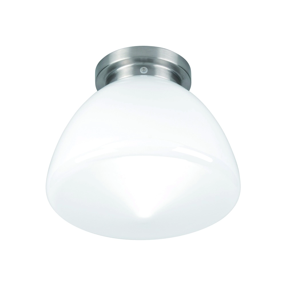 Nikkel plafondlamp Glasgow met wit glas Ø 30cm