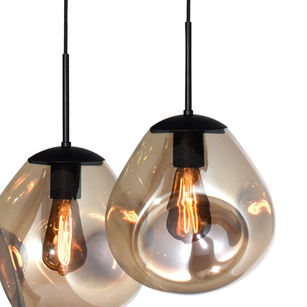 Hanglamp Lava Oval 8x goud glas Ø 24cm Masterlight 8718121290225