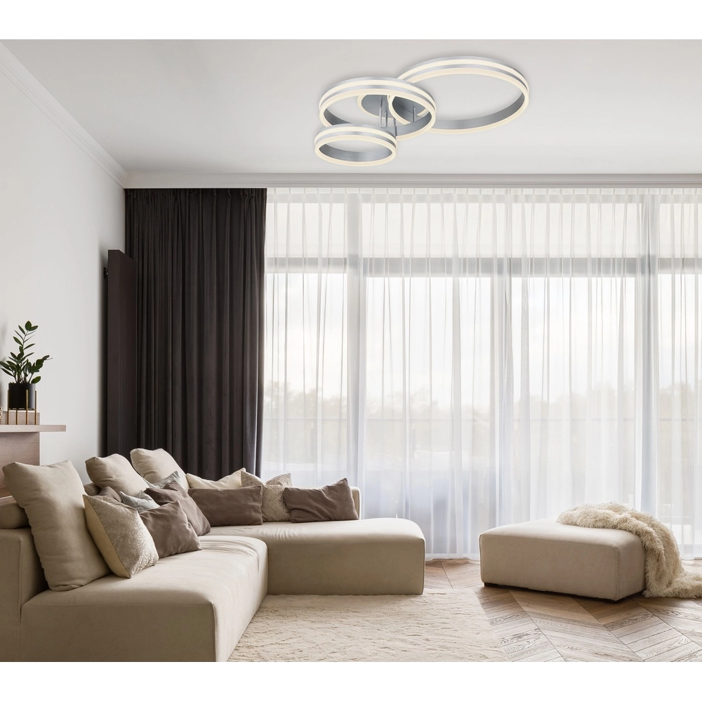 Plafondlamp Rubio grijs 3 ringen Globo 9007371425914
