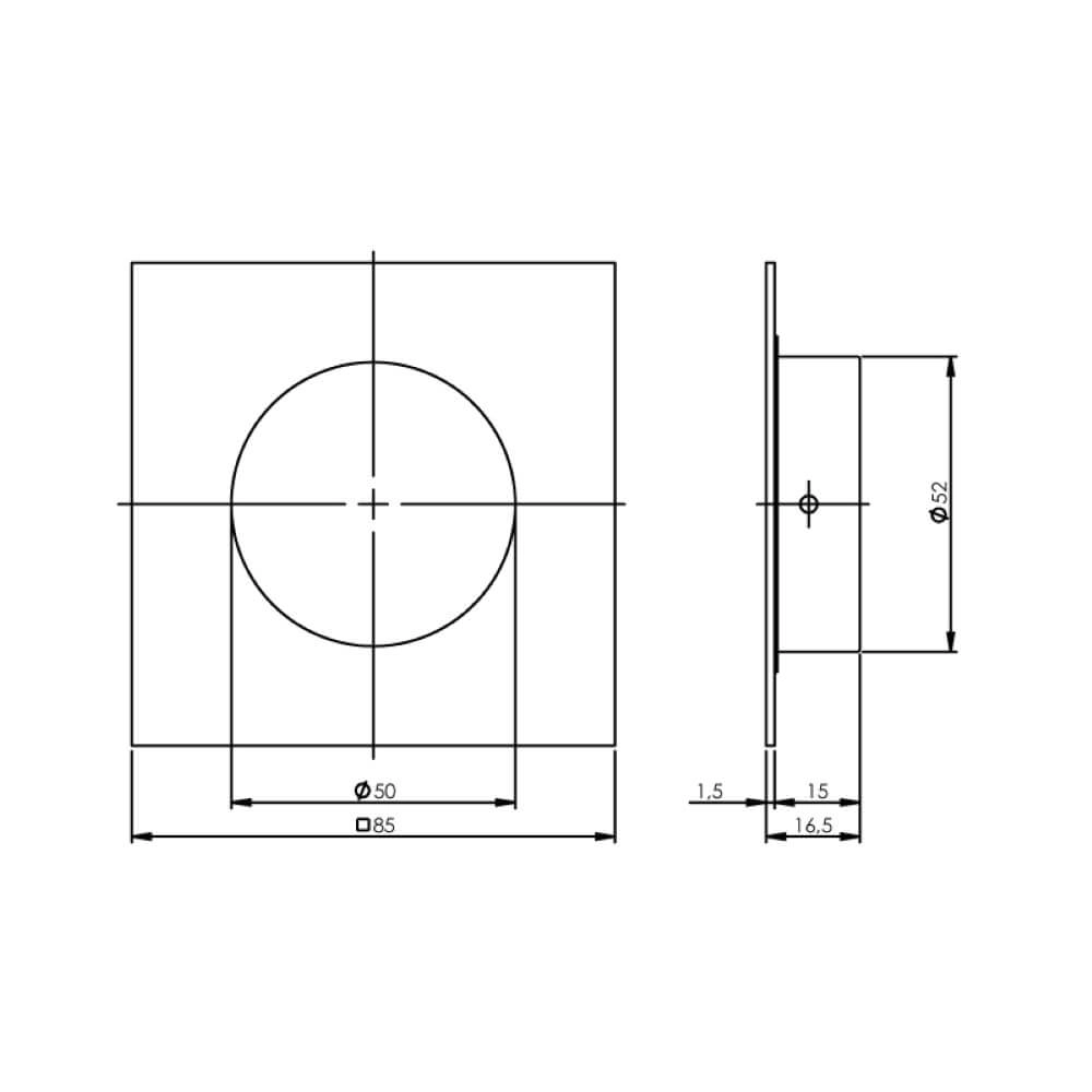 Schuifdeurkom vierkant Alvro 8,5cm RVS Intersteel 8714186075340