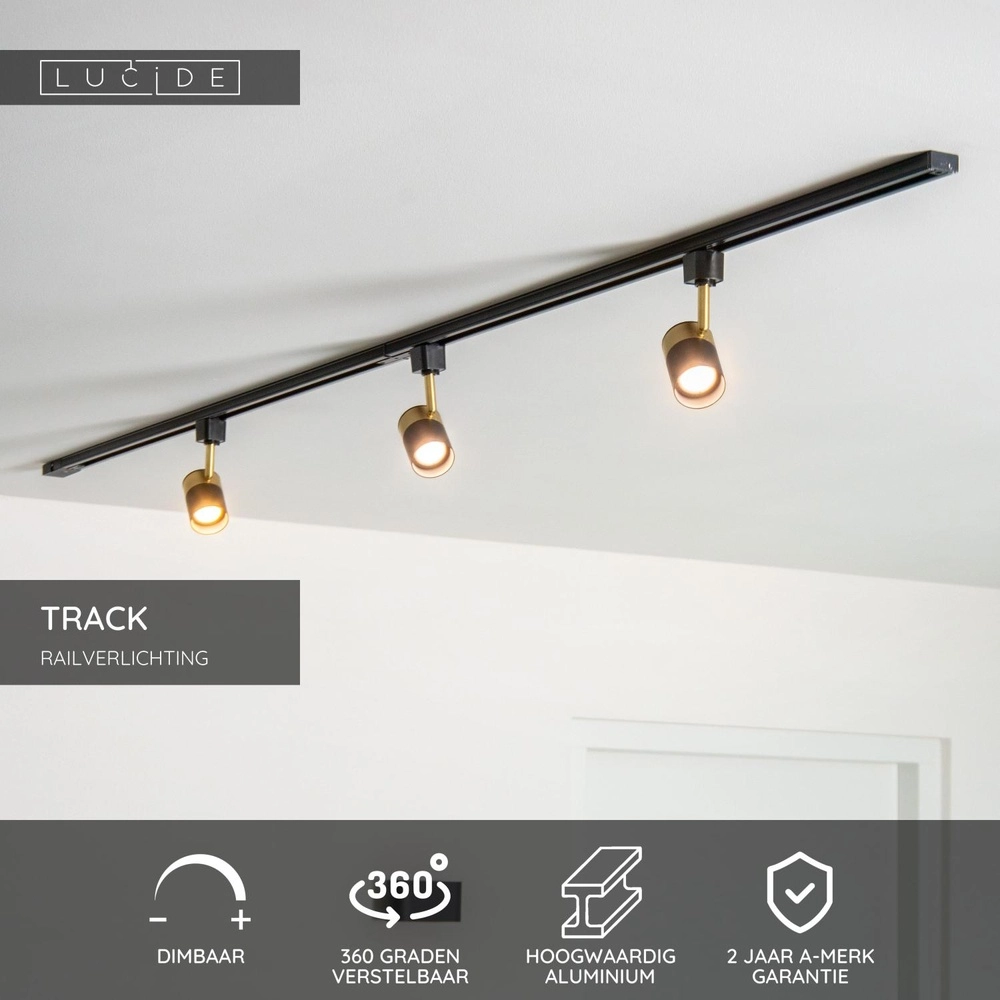 Railspot Track Floris 1-fase zwart Lucide 5411212093332