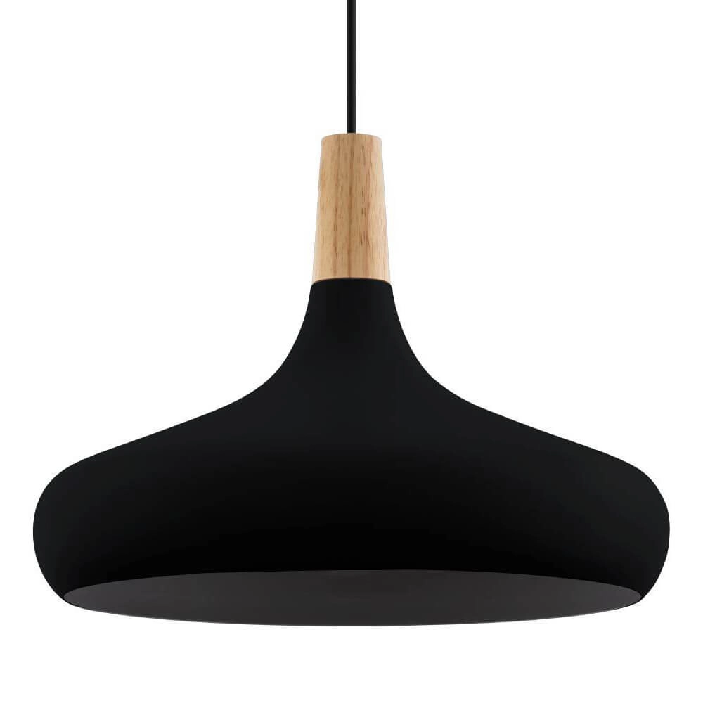 Zwarte hanglamp Sabinar Ø 40cm met hout